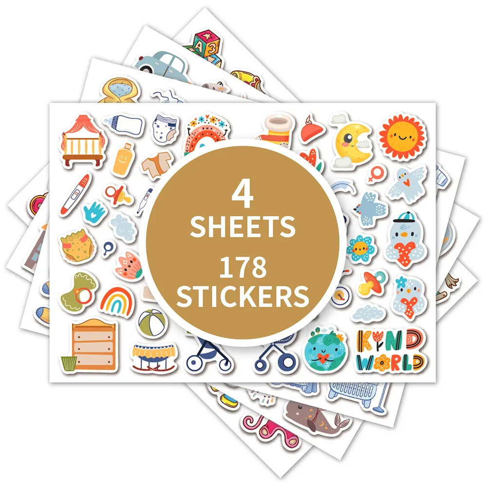 사진 앨범 봉투용 아기 스크랩북 스티커, 스크랩북 파티 선물, 4 매 78 개 title=사진 앨범 봉투용 아기 스크랩북 스티커, 스크랩북 파티 선물, 4 매 78 개 