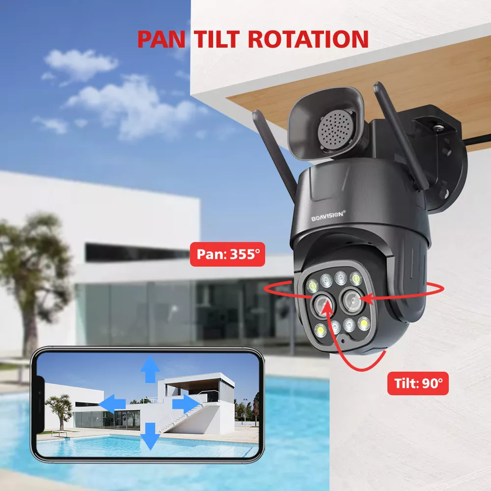 IP 카메라 와이파이/4G Sim 카드 PTZ HD 4MP 8MP 듀얼 렌즈 2.8mm-8mm 10배 줌, 야외 AI 사람 추적 컬러 야간 투시경 오디오 보안 카메라