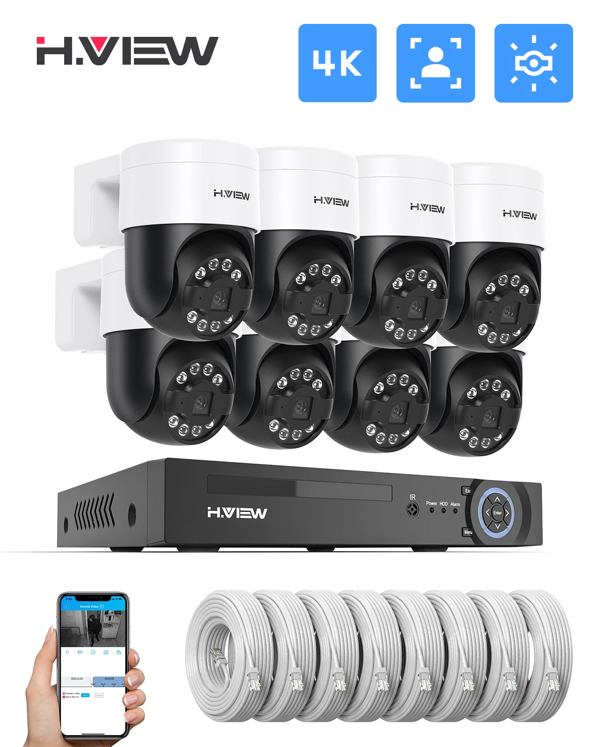 H.view 8Ch 4K 5MP 8MP CCTV 보안 카메라 시스템, Ptz 홈 비디오 감시 키트, 야외 Ip 카메라 휴머노이드 감지 title=H.view 8Ch 4K 5MP 8MP CCTV 보안 카메라 시스템, Ptz 홈 비디오 감시 키트, 야외 Ip 카메라 휴머노이드 감지 