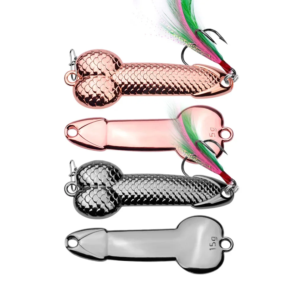 금속 페니스 스푼 루어 3g 7g 11g 15g 21g 28g 36g 단단한 미끼 태클 스팽글 진동 낚시 미끼, 인공 미끼, 깃털 후크 VIB