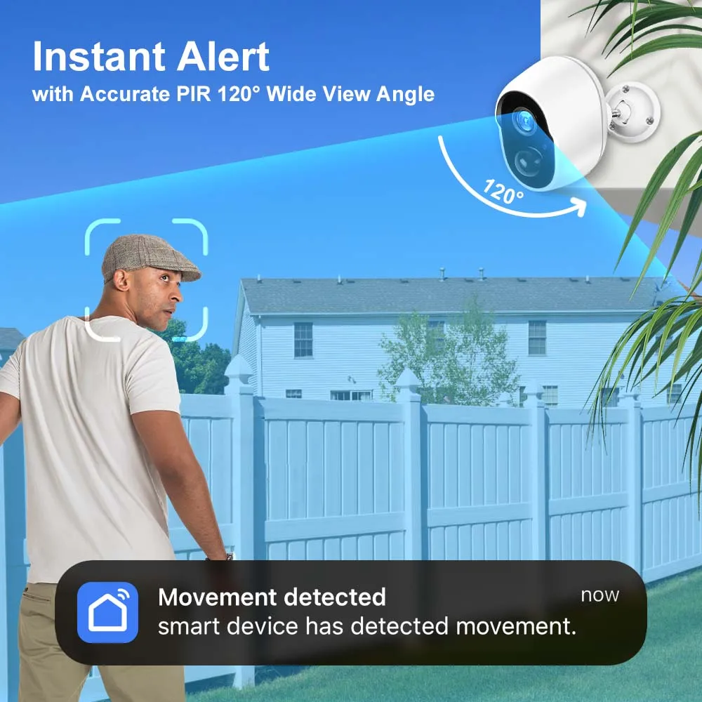 Alexa Google 3MP 충전식 배터리 태양 WiFi 보안 적외선 CCTV 보호 IP66 야외 사이렌 Tuya 감시 카메라