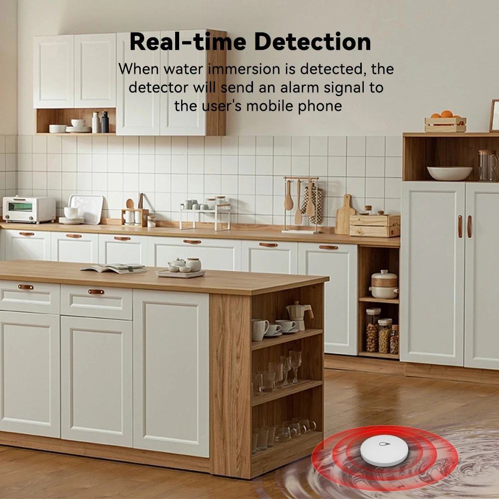 IAlarm ZigBee 연결 누수 센서, 침수 보안 알람, 누수 감지기, 오버플로 경보, 방수, 스마트 홈