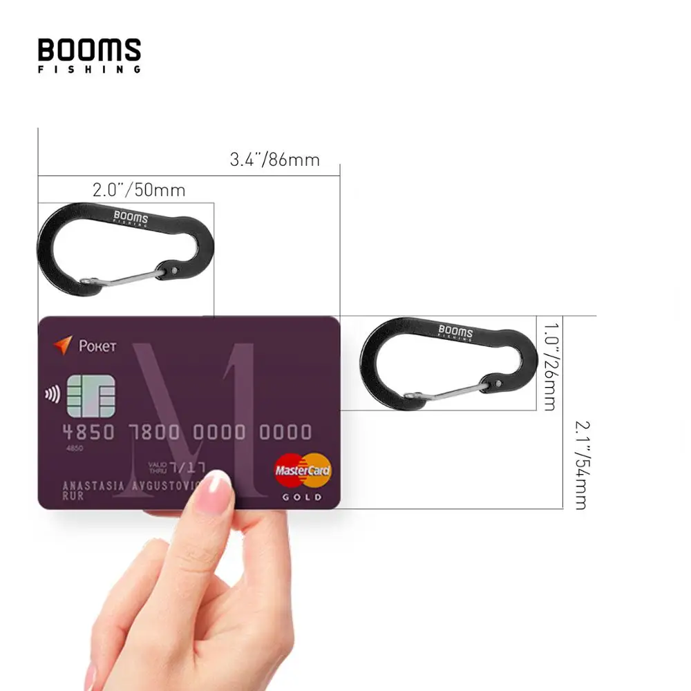 Booms-낚시 CC1 스틸 작은 카라비너 클립, 야외 캠핑 멀티 도구 낚시 액세서리 6 개