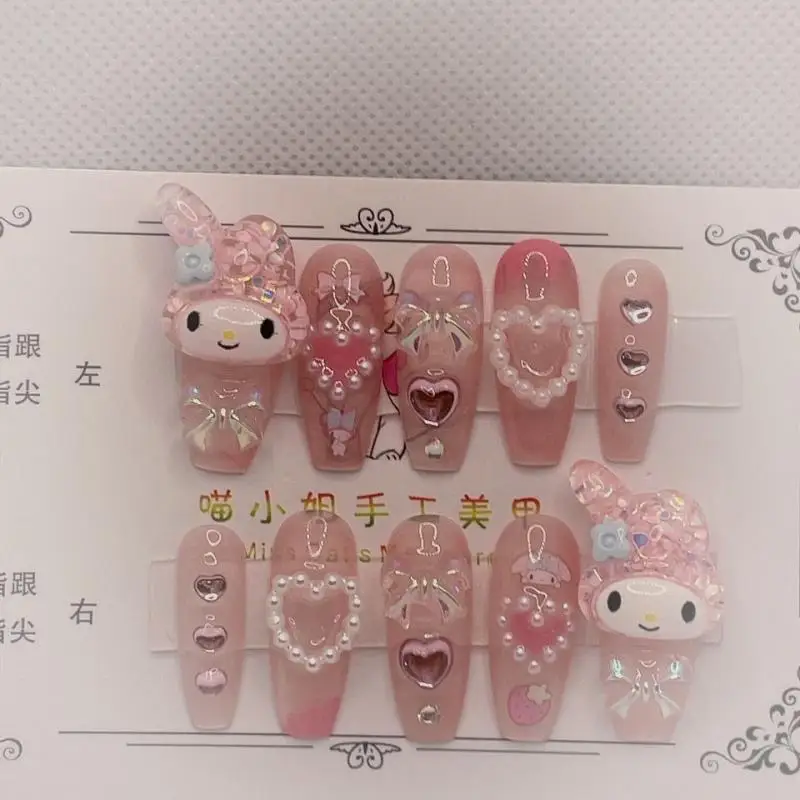 DIY 산리오 마이 멜로디 헬로 키티 만화 인형, 수제 3 차원 네일 패치, 여아용 애니메이션 장난감 선물, 신제품