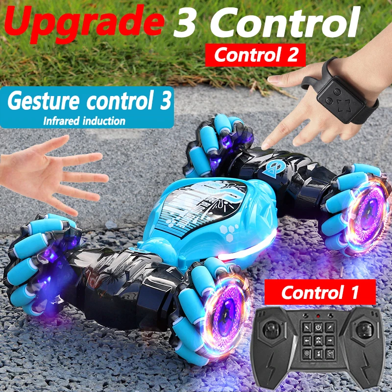 4WD 1:16 스턴트 RC 자동차, LED 조명, 제스처 유도 변형 트위스트 등반, 라디오 제어 자동차, 어린이용 전자 장난감