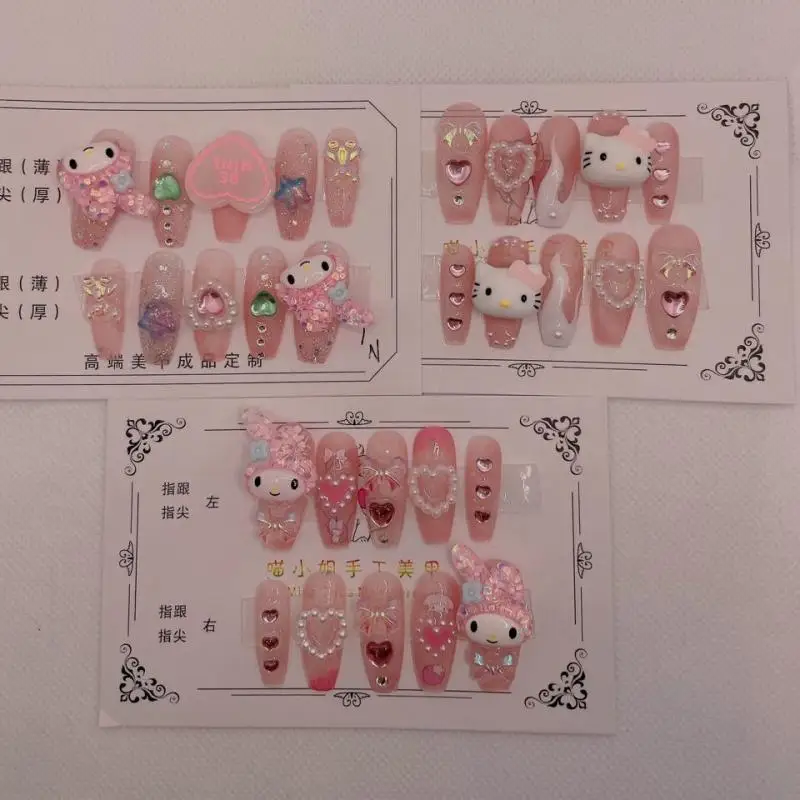 DIY 산리오 마이 멜로디 헬로 키티 만화 인형, 수제 3 차원 네일 패치, 여아용 애니메이션 장난감 선물, 신제품