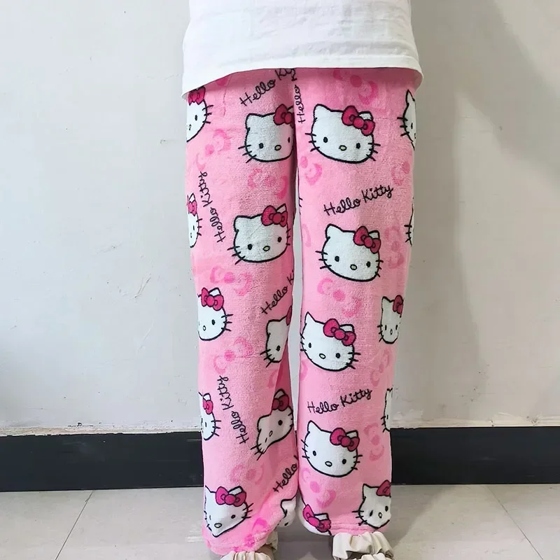 헬로 키티 파자마 바지, 산리오 애니메이션 플리스, 더블 탄성 원단, 부드러운 여성 바지, 카와이 만화 생일 선물, 신제품 title=헬로 키티 파자마 바지, 산리오 애니메이션 플리스, 더블 탄성 원단, 부드러운 여성 바지, 카와이 만화 생일 선물, 신제품 