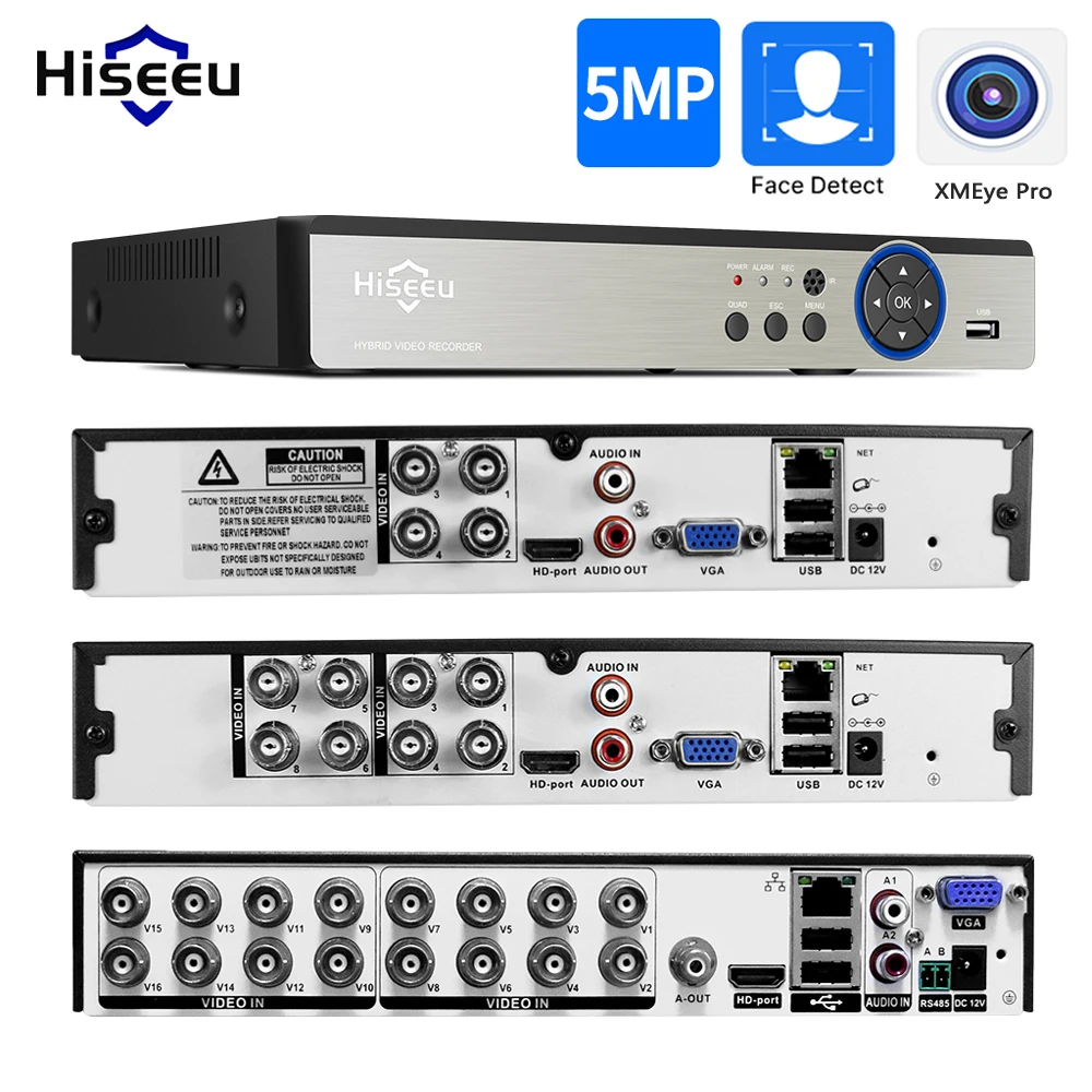 Hiseeu CCTV 보안 시스템 Xmeye용 디지털 비디오 레코더, AHD TVI CVI IP 카메라, 16CH, 8CH, 5MP, 5MP, 1080P, 4CH, DVR, 5 in 1 title=Hiseeu CCTV 보안 시스템 Xmeye용 디지털 비디오 레코더, AHD TVI CVI IP 카메라, 16CH, 8CH, 5MP, 5MP, 1080P, 4CH, DVR, 5 in 1 
