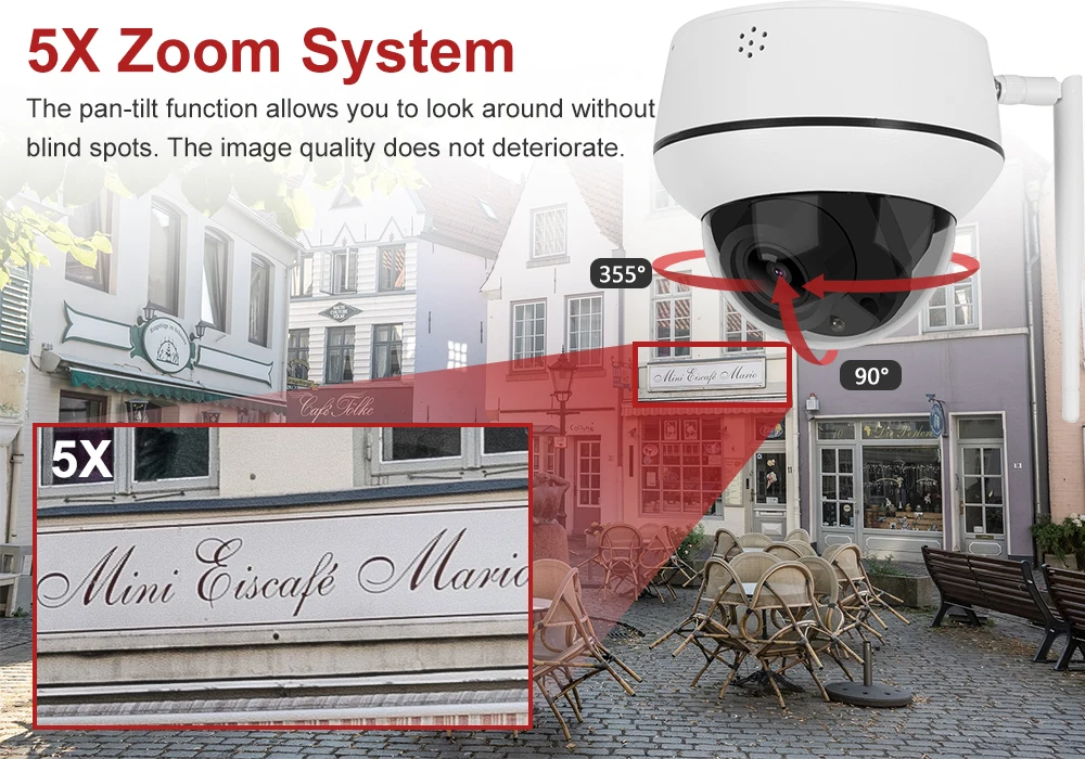 Anpviz-야외 5mp PTZ 와이파이 IP 카메라, 5 배 줌 무선 보안 CCTV 카메라, 양방향 오디오 마이크 스피커, IR 30m IP66 CamHi H.265