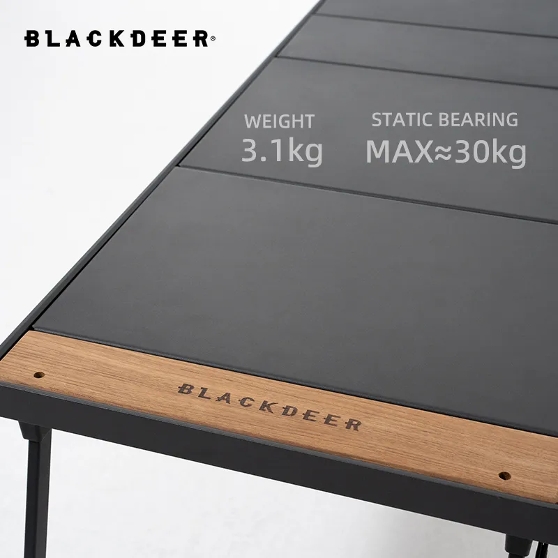BLACKDEER 캠핑용 접이식 알루미늄 합금 IGT 테이블, 다기능 휴대용 바베큐 그릴 우드 테이블, 야외 피크닉 낚시
