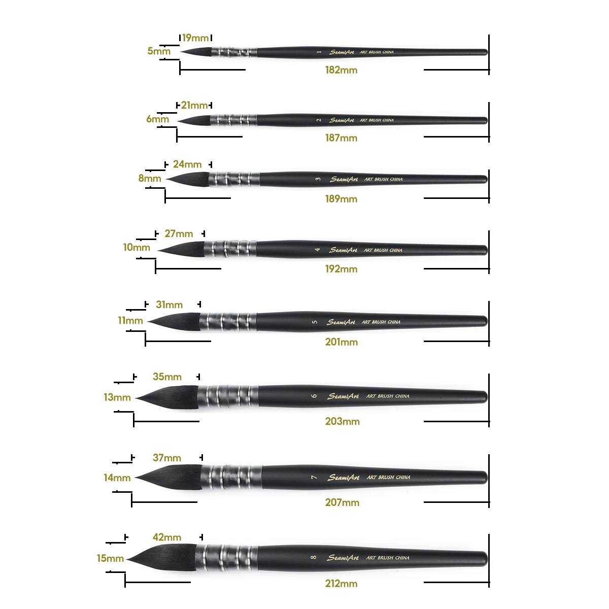 아티스트 핸드 페인팅 드로잉 브러쉬 1 개, 수채화 물감 그림 그리기 학교 미술 용품 전문 수채화 브러시 펜