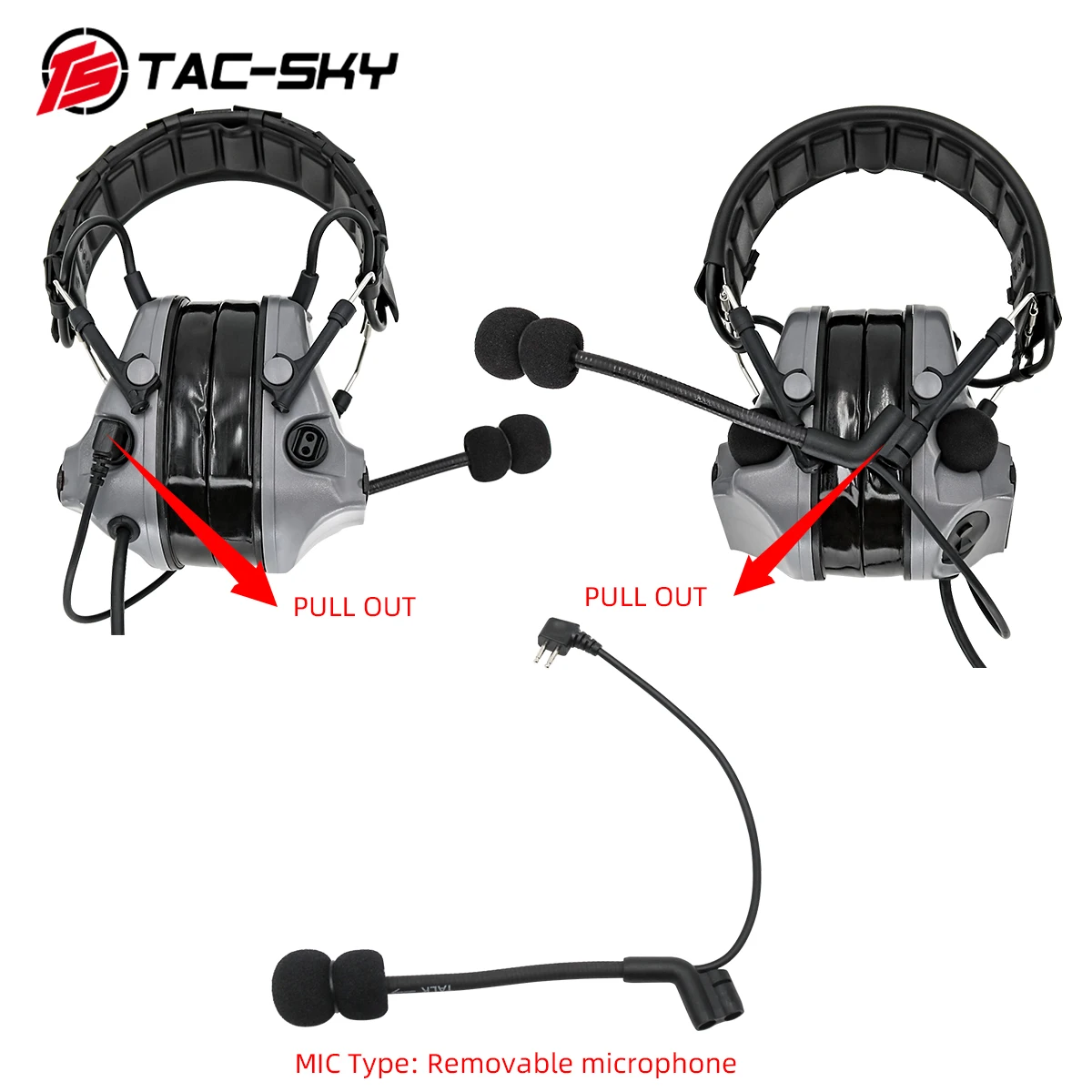 TAC-SKY COMTAC 군용 소음 감소 전술 헤드폰, 분리형 헤드밴드, 실리콘 귀마개, Comtac iii / C3 헤드셋, 신제품