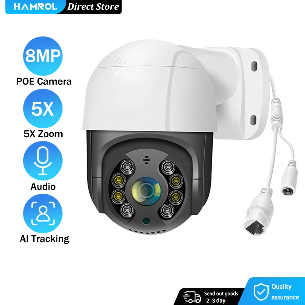HAMROL PTZ POE IP 카메라, ONVIF 양방향 오디오, 4X 디지털 줌, 야외 HD 5MP 비디오 감시 카메라, ICSee H.265, 8MP title=HAMROL PTZ POE IP 카메라, ONVIF 양방향 오디오, 4X 디지털 줌, 야외 HD 5MP 비디오 감시 카메라, ICSee H.265, 8MP 