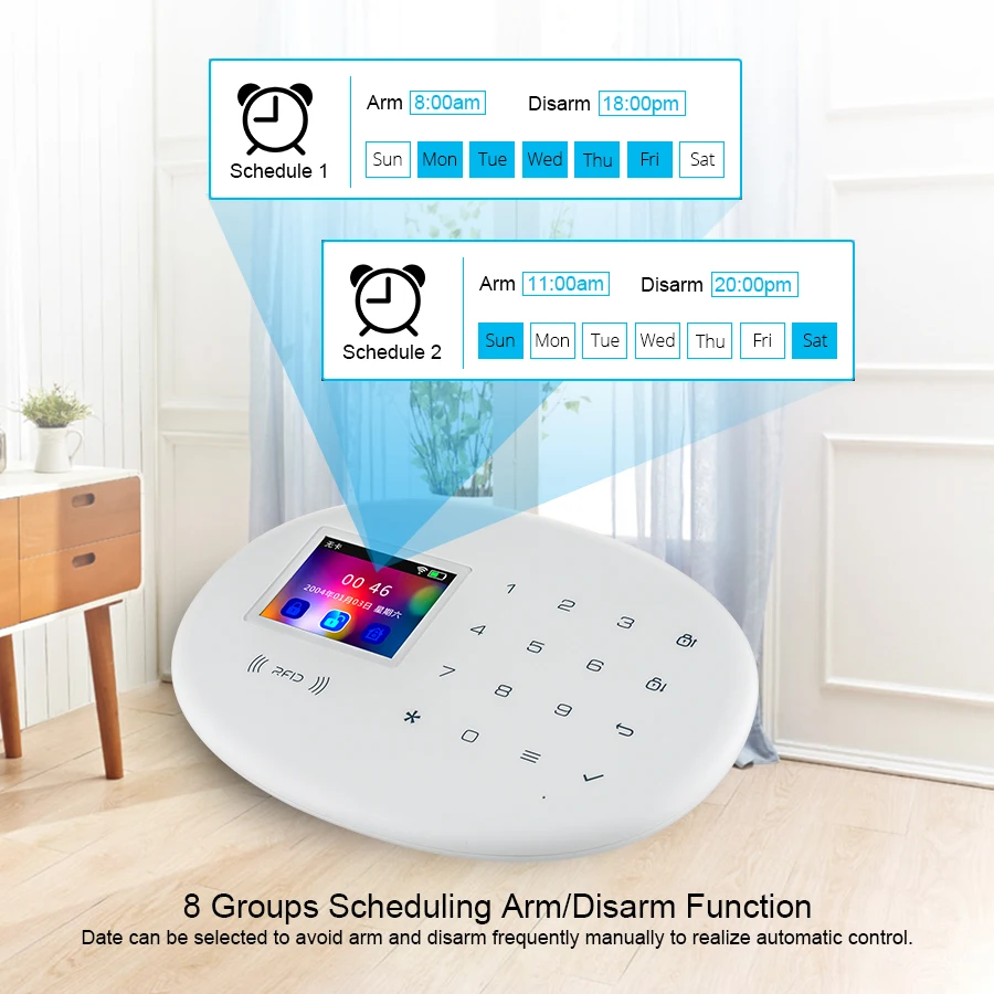 KERUI 투야 와이파이 GSM 경보 시스템, 스마트 홈 보안 버글러 RFID 앱, 무선 모션 문짝 센서 감지기, IP 카메라, 사이렌 알렉사