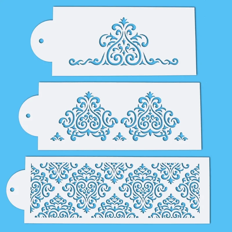 꽃 질감 DIY 레이어링 스텐실 벽 그림, 스크랩북 색칠, 엠보싱 앨범 장식 템플릿, 31cm, 세트 당 3 개