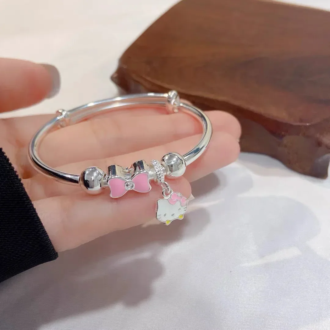 헬로키티 Y2k 조절식 펜던트 팔찌, 귀여운 팔찌, 만화 패션 소녀 쥬얼리, 생일 크리스마스 여자 선물, 2024 신제품