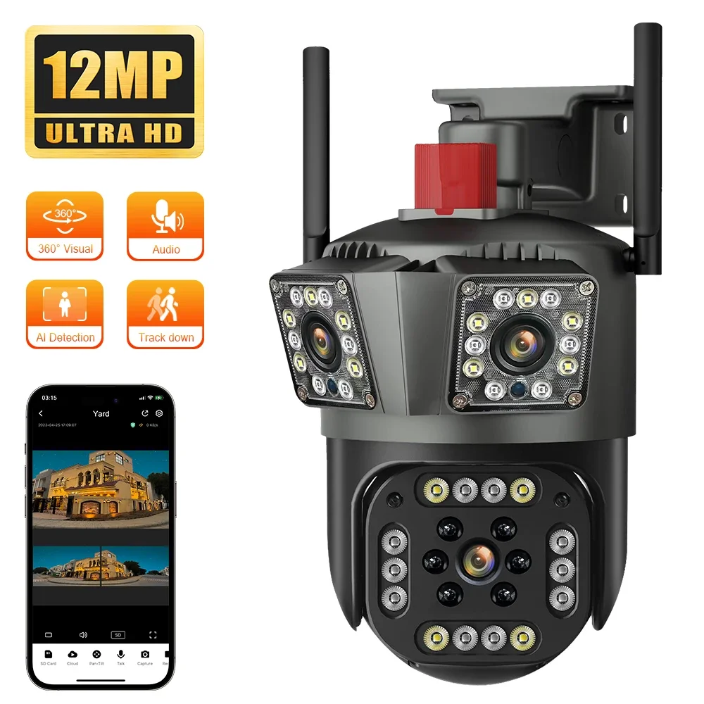 Legendsafe 야외용 와이파이 IP 카메라, 12MP HD, 6K, 자동 추적, PTZ, 3 렌즈, 3 화면, 방수, 와이파이, 보안 비디오 카메라 title=Legendsafe 야외용 와이파이 IP 카메라, 12MP HD, 6K, 자동 추적, PTZ, 3 렌즈, 3 화면, 방수, 와이파이, 보안 비디오 카메라 