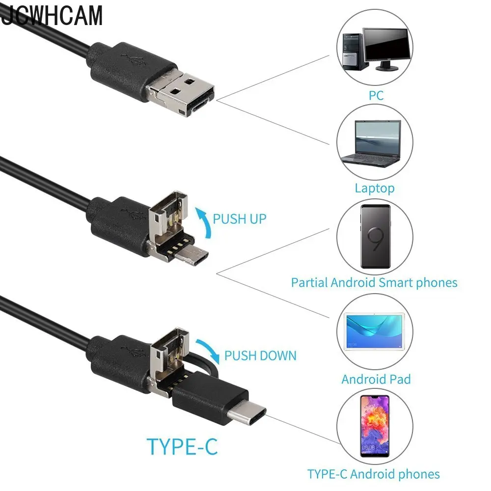 안드로이드 PC용 방수 검사 내시경 카메라, 1080P HD USB 내시경, 8 LED, 1 m, 2 m, 5m 케이블, 8.0mm, 신제품