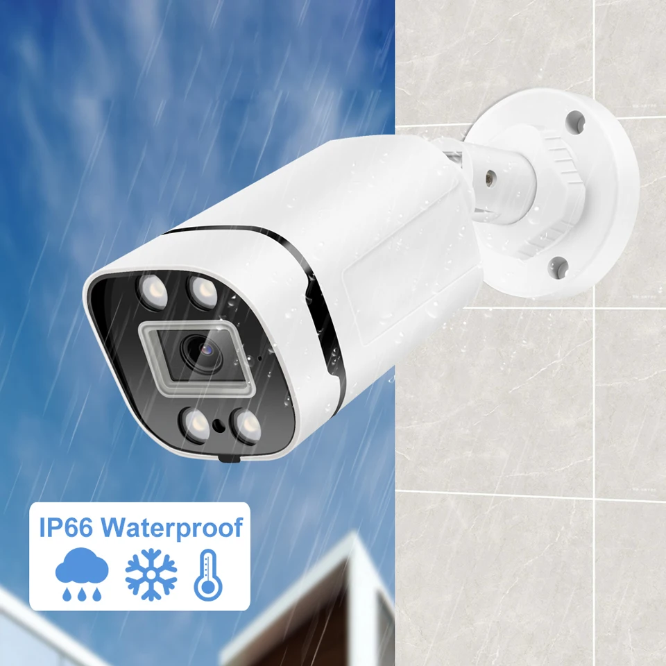 새로운 5MP 24H 풀 컬러 나이트 비전 CCTV AHD 카메라, 1080P 4MP HD 4 어레이 발광 Led 디지털 H265 야외 거리 방수 IP66