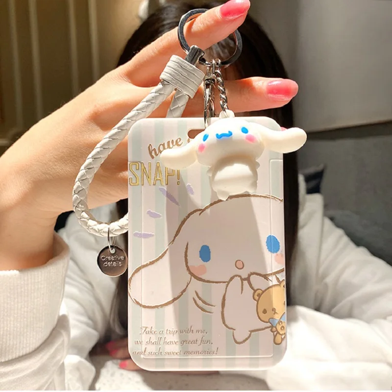 Sanrio-애니메이션 시나모롤 은행 카드 키 체인 식사 카드 Id 카드, 지하철 카드 가방 펜던트 쿠로미 헬로키티 마이 멜로디 만화 선물