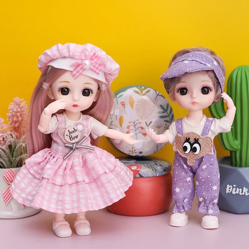미니 16cm BJd 인형, 13 가동 관절 소녀 인형, 3D 큰 눈, 1/12 패션 공주 인형, DIY 드레스 업 장난감 인형, 옷 선물