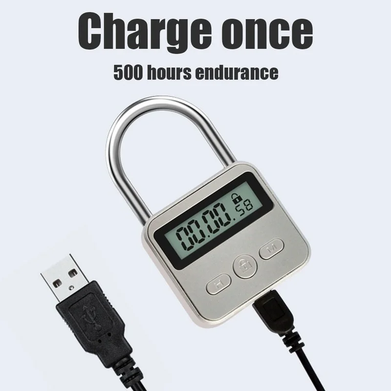 방수 스마트 타임 락 LCD 디스플레이 다기능 여행 전자 타이머, USB 충전 임시 타이머 자물쇠