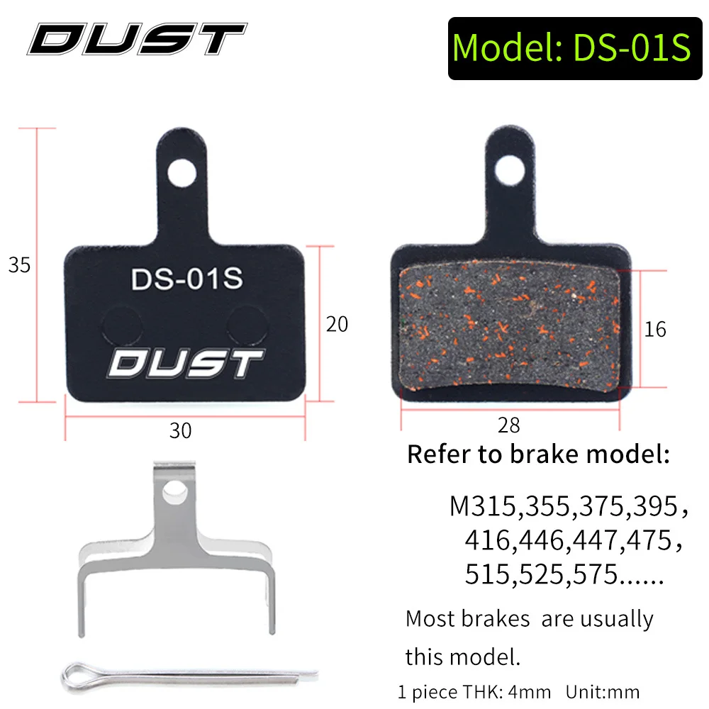 더스트 세미 메탈 자전거 유압 디스크 브레이크 패드, MTB 산악 자전거 부품, 시마노 XT XTR M315 SRAM Avid BB5 BB7 E1 E3, 1 쌍