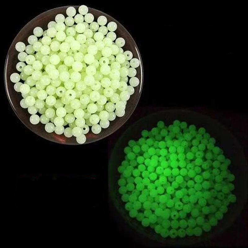 야광 구슬 라운드 플로트 볼, 3mm-8mm, 100 개/몫, 빛 발광, 야외 낚시 액세서리 세트