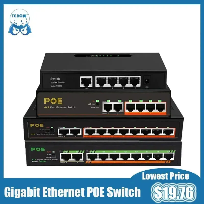 POE 스위치 기가비트 TEROW 링크 카메라용 VLAN 전원 공급 장치 포함, TE204 5/6/8/10 포트 100/1000Mbps POE 고속 이더넷 스위치 title=POE 스위치 기가비트 TEROW 링크 카메라용 VLAN 전원 공급 장치 포함, TE204 5/6/8/10 포트 100/1000Mbps POE 고속 이더넷 스위치 