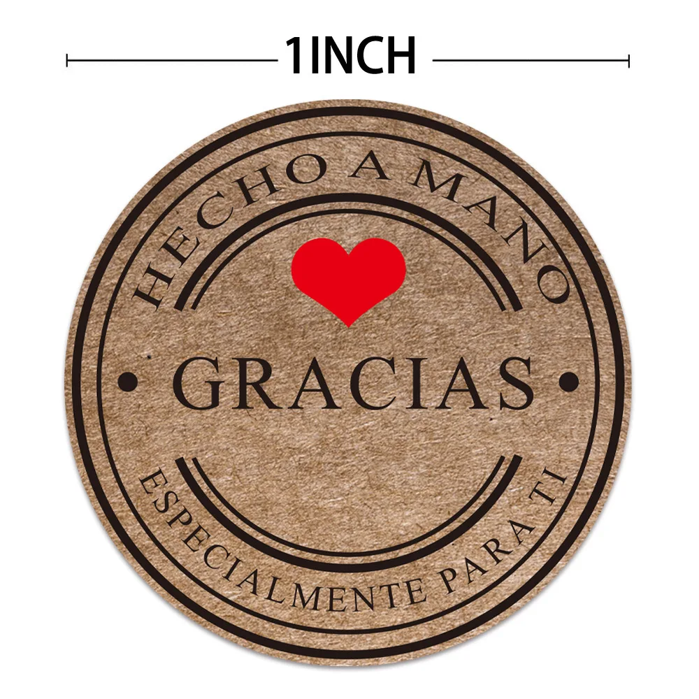 100-500 Pcs 롤 스페인어 Gracias 크래프트 인감 스티커 프랑스어 감사합니다 Fait 메인 Avec Amour DIY 종이 라벨 접착 선물 인감