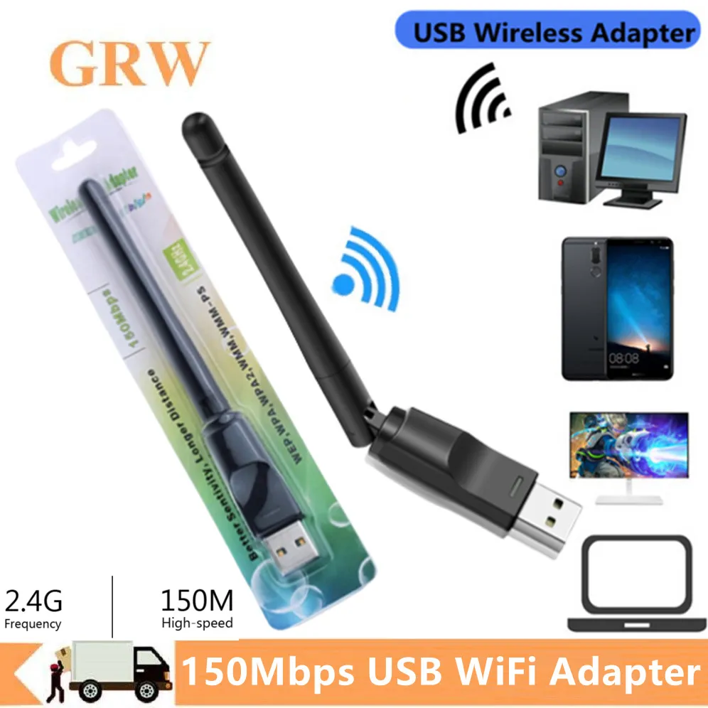 GRWIBEOU 윈도우 PC 데스크탑 노트북용 미니 USB 와이파이 어댑터, MT7601 무선 네트워크 카드, 2.4GHz 와이파이 리시버 동글, 150Mbps title=GRWIBEOU 윈도우 PC 데스크탑 노트북용 미니 USB 와이파이 어댑터, MT7601 무선 네트워크 카드, 2.4GHz 와이파이 리시버 동글, 150Mbps 