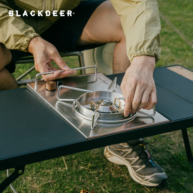 BLACKDEER 캠핑용 접이식 알루미늄 합금 IGT 테이블, 다기능 휴대용 바베큐 그릴 우드 테이블, 야외 피크닉 낚시