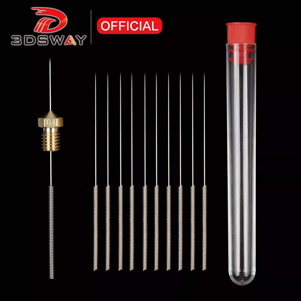 3DSWAY 스테인레스 스틸 노즐 청소 바늘 도구 0.2 0.3 0.4mm 드릴 클리너 DIY 키트, V6 MK8 노즐 3D 프린터 부품, 10 개 title=3DSWAY 스테인레스 스틸 노즐 청소 바늘 도구 0.2 0.3 0.4mm 드릴 클리너 DIY 키트, V6 MK8 노즐 3D 프린터 부품, 10 개 