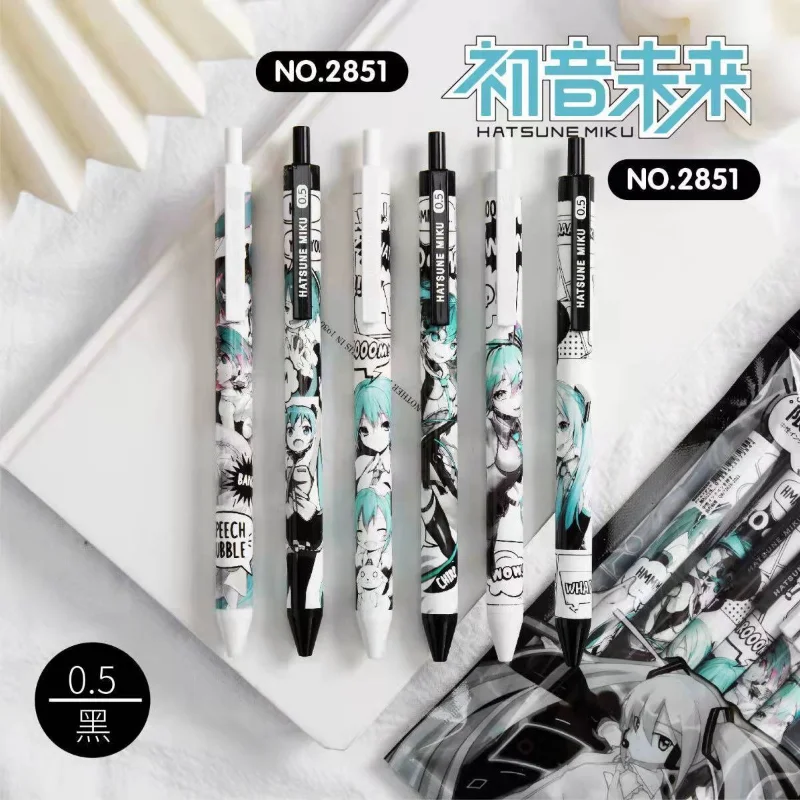 하츠네 미쿠 프레스 젤 펜, 학생, 카와이 눈부신 만화 펜, 블랙 서명 펜, 카본 블랙 0.5mm 애니메이션 주변 기기 도매