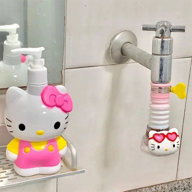 헬로 키티 스퀴즈 병 샤워 젤 손 소독제 접시 비누 액체 500ML, 귀여운 만화 애니메이션 소녀 하트 대용량 병