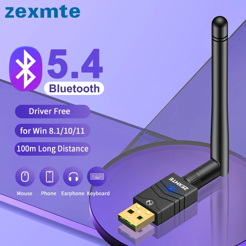 Zexmte 블루투스 5.4 5.3 5.1 어댑터, USB 블루투스 동글, 마우스 키보드 오디오 리시버 송신기, 윈도우 11, 10/8 용, 180M title=Zexmte 블루투스 5.4 5.3 5.1 어댑터, USB 블루투스 동글, 마우스 키보드 오디오 리시버 송신기, 윈도우 11, 10/8 용, 180M 