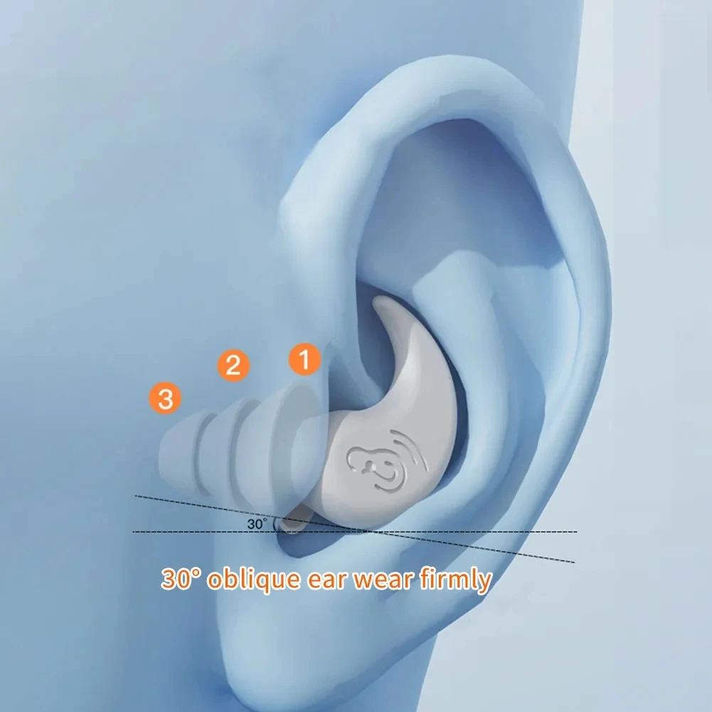 소음 방지 실리콘 귀마개, 수면 소음 감소 귀마개, 방음 귀마개, 방수 수영 소프트 이어 보호대