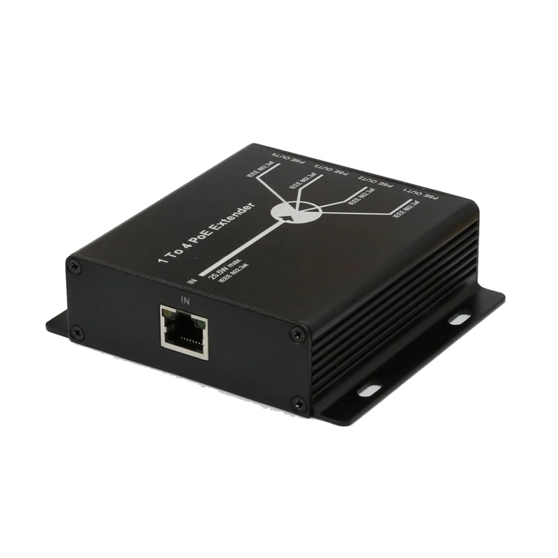 플러그 앤 플레이 미니 POE 확장기, 120 미터 확장, IEEE 802.3af POE 네트워크 장치, 10, 100M, 4 포트, 25.5W