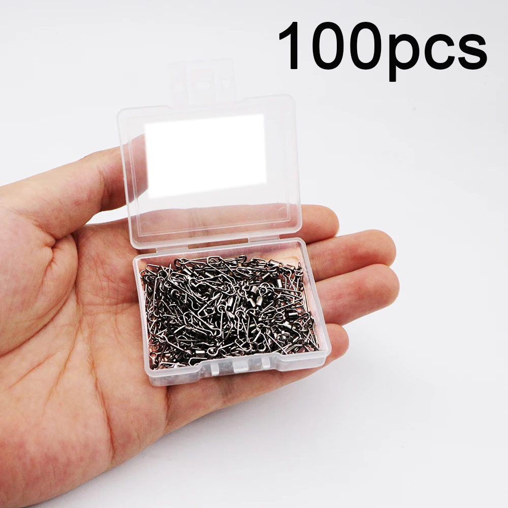 낚시 커넥터 100 #-14 # 배럴 스위블 스냅 롤링 스위블 낚시 루어 태클 액세서리, 50/3/0 PCS