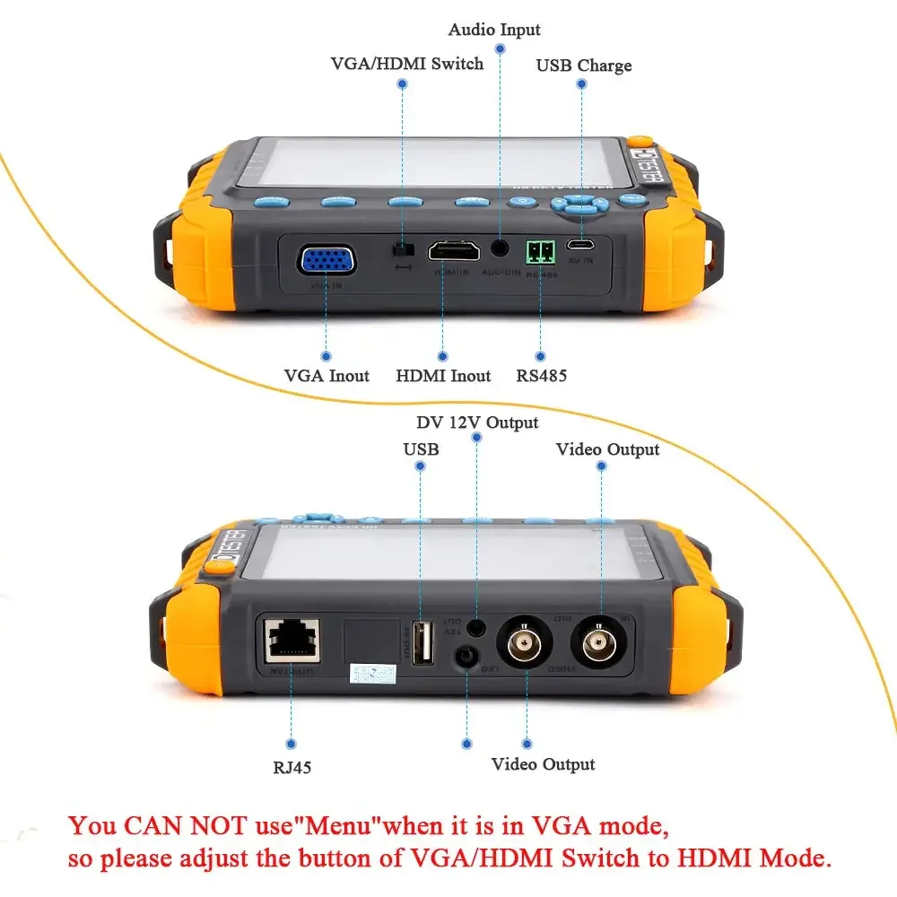 휴대용 CCTV 테스터, IV8W 8MP AHD CVI TVI 미니 모니터 카메라 테스터, HDMI VGA 입력 비디오 케이블 보안 카메라 테스터