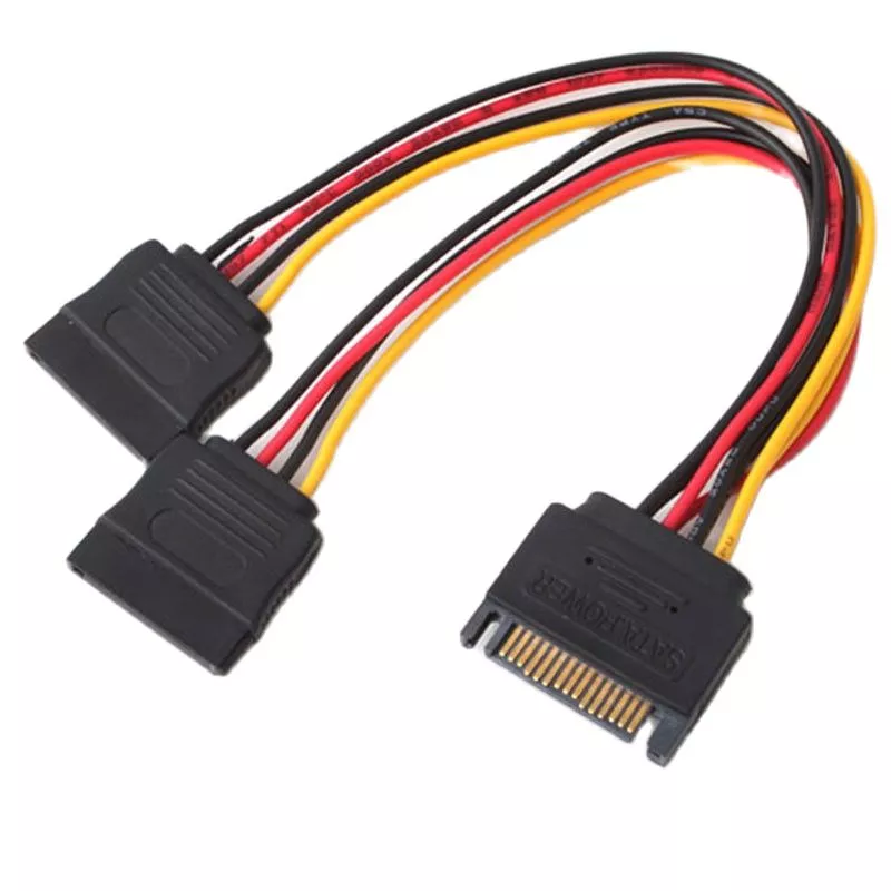 SATA II 하드 디스크 전원 15 핀 SATA 수-2 암 15 핀 전원 HDD 분배기, 고품질 Y 1-2 연장 케이블, 20cm title=SATA II 하드 디스크 전원 15 핀 SATA 수-2 암 15 핀 전원 HDD 분배기, 고품질 Y 1-2 연장 케이블, 20cm 