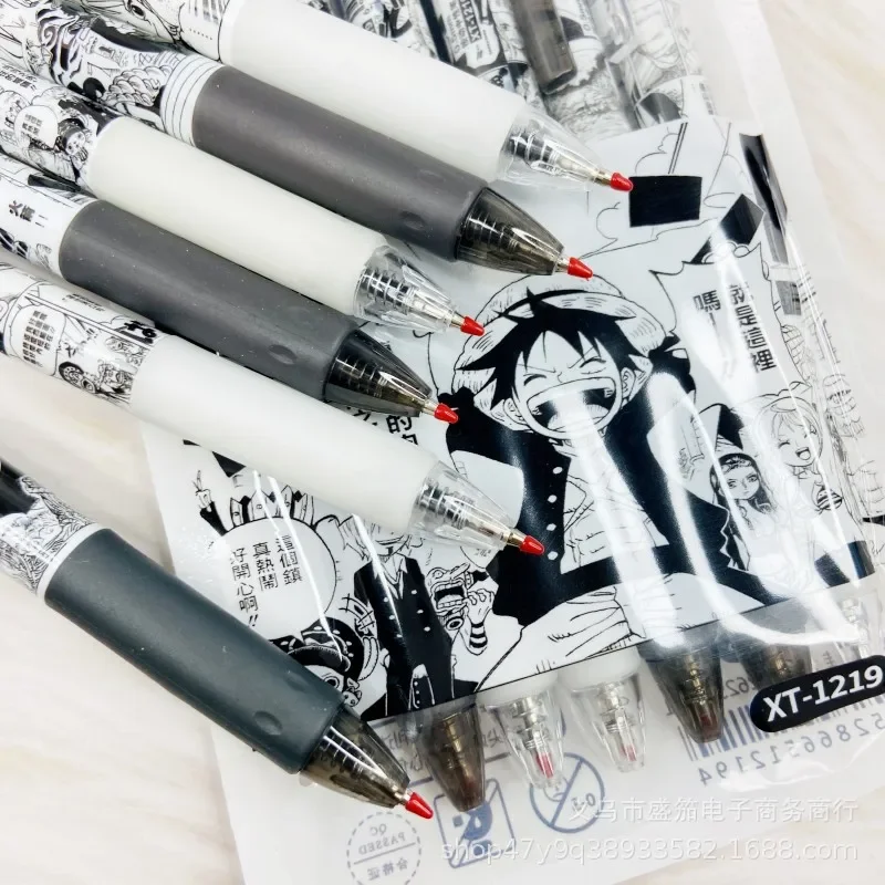 원피스 젤 펜 액션 피규어, 검정 잉크 프레스 중립 펜, 카와이 문구 세트, 학생 학용품, 0.5mm, 세트당 6 개