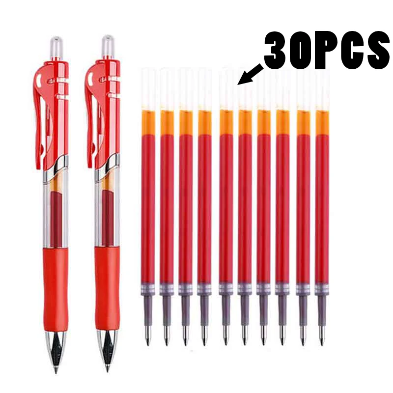 개폐식 젤 펜 세트 블랙 레드 블루 잉크 컬러 젤 펜 0.5mm 교체 가능 리필 학교 용품 문구 및 사무실