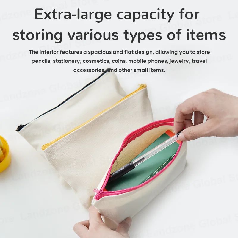 캔버스 지퍼 가방, 다기능 빈 DIY 공예 파우치, 연필 화장품 보석 가방 케이스, 가정 학교 여행용 파우치, 10 개
