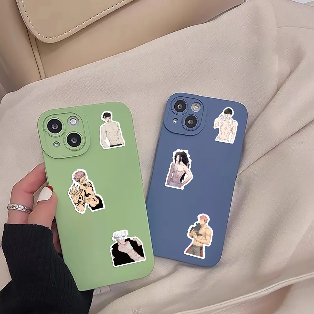 애니메이션 네이키드 머슬맨 스티커 장식, 여행 가방, 노트북 스크랩북, 전화 문구, 일본 만화, 아이 장난감 스티커, 10 개, 30 개, 60 개