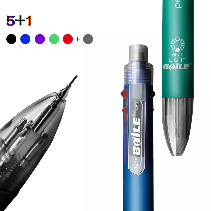6 In 1 여러 가지 빛깔의 볼펜 5 색 볼펜 1 자동 연필 지우개 포함 학교 사무실 필기 용품 문구 title=6 In 1 여러 가지 빛깔의 볼펜 5 색 볼펜 1 자동 연필 지우개 포함 학교 사무실 필기 용품 문구 