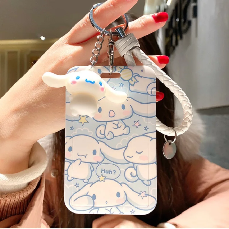 Sanrio-애니메이션 시나모롤 은행 카드 키 체인 식사 카드 Id 카드, 지하철 카드 가방 펜던트 쿠로미 헬로키티 마이 멜로디 만화 선물