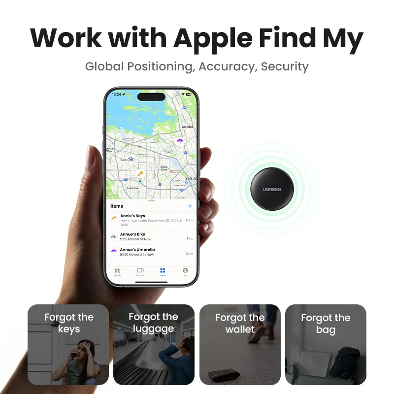 UGREEN 파인더 보안 스마트트랙 링크 스마트 태그, 애플 내 키 찾기, 블루투스 GPS 추적기, 이어버드 수하물 MFi 파인더, IOS