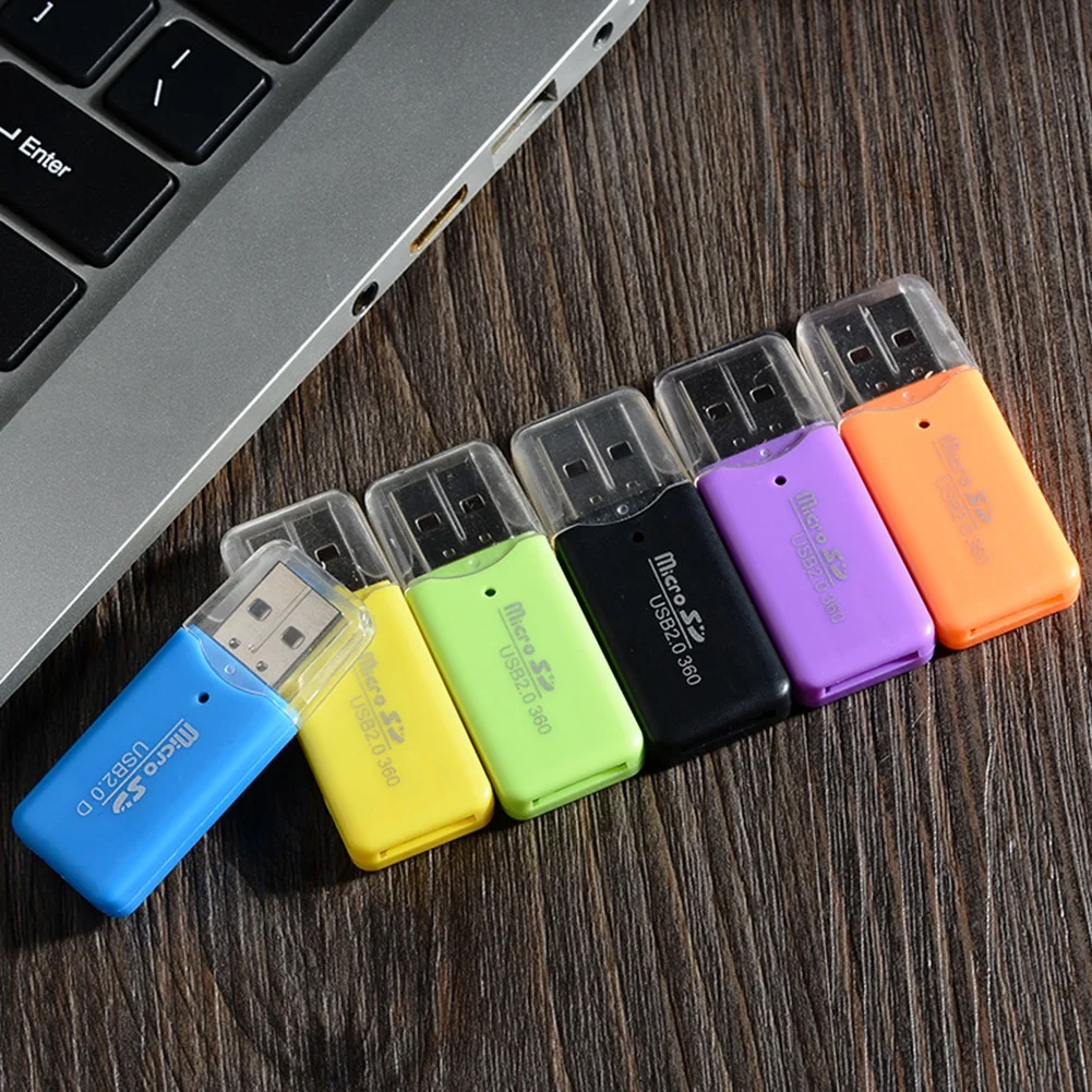 범용 마이크로 SD TF 카드 리더 USB 2.0 메모리 카드 어댑터 컴퓨터 노트북을위한 플래시 고속 카드 리더, 무작위 색상 읽기