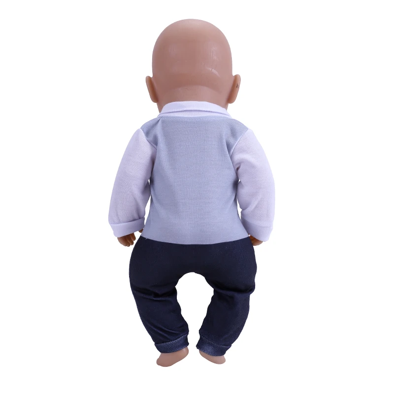 18 인치 인형 옷 의상, 아기 태어난 신사 정장, 인형 옷, 43 cm, 티셔츠 바지, 여아, 생일, 크리스마스 선물